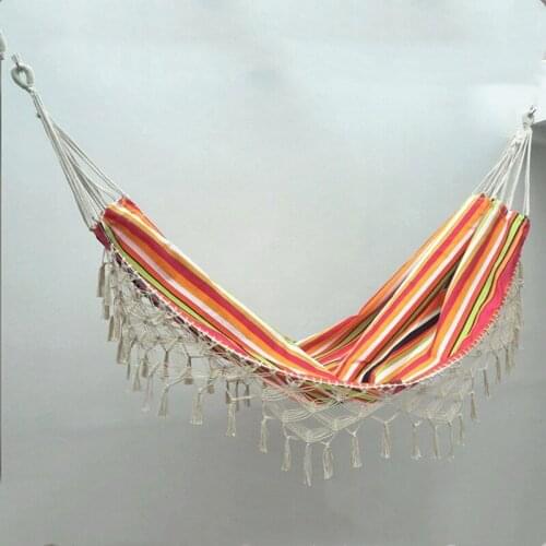 Hammock Boho Brazilian Macrame Fringe Double Hammock Swing Net Chair Out/Indoor Hanging Hammock Swings