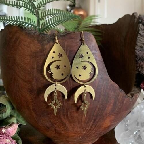 Celestial Crescent Moon Earrings, Hypoallergenic, Tarot Jewelry