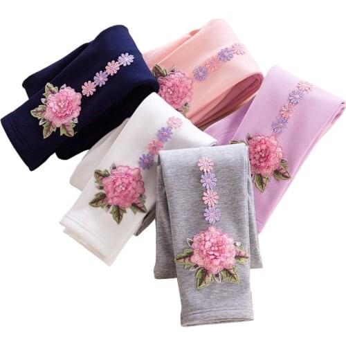 Girls Leggings Kids Autumn Winter Girls Clothing Cotton Warm Children Leggings Elastic Waist Flower Girls Skinny Pants DQ722