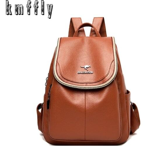 Hot Sale High Quality PU Leather Ladies Backpack Fashion Large Capacity Elegant Girl School School Bag Travel Bag New Handbag