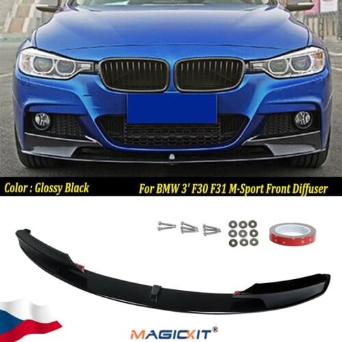 MagicKit FOR BMW 3 F30 M-SPORT FRONT DIFFUSER SPLITTER LIP SPOILER SIDE SKIRT GLOSS BLACK
