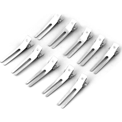 50Pcs Metal Hair Clips Hairdressing Double Hole Durable Barrettes Hair Style Tools Curl Setting Section Clips Hair Accessories