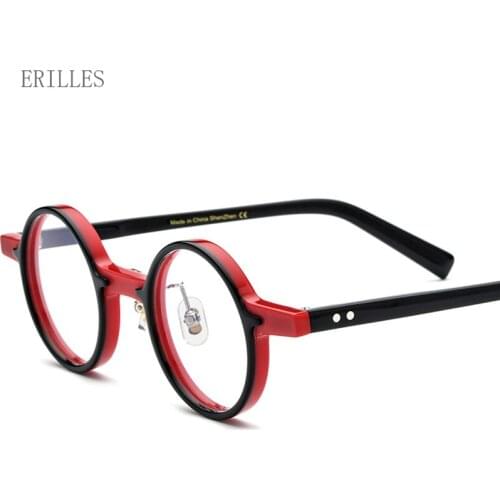 Fashion Men Round Glasses Women Vintage Acetate Myopia Optical Prescription Eyeglasses Frames Hi-Q Clear Small Eyewear Oculos