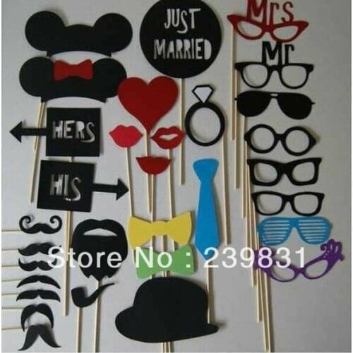 Set of 31 Mustache On A Stick Wedding Party Photo Booth Props Photobooth Funny Masks Bridesmaid Gifts For Wedding