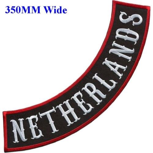 350mm wide multi color NETHERLANDS biker patches iron on patches for clothing/motorcycle jackets embroidery rocker patches