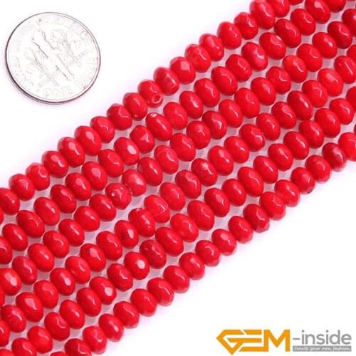 Rondelle Spacer Red Coral Beads DIY Loose Beads For Jewelry Bracelet Making Strand 15 inch Wholesale
