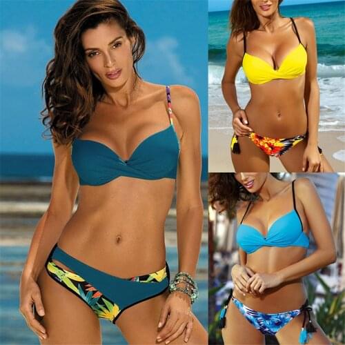 Sexy Swimsuit Patchwork Bikini Swimwear Women Monokini Bikinis 2021 Mujer Push Up Bathing Suit Women Swimming Suit for Women