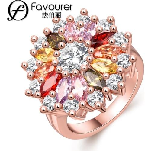 Flower shape earring white/rose gold color rings for women Wedding Feast Jewellery free shopping Finger Rings