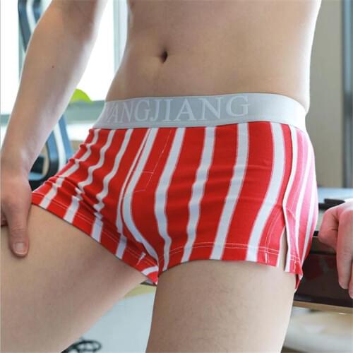 3pcs/lot New Brand Male Panties Breathable Boxers Cotton Men Underwear U convex pouch Sexy Underpants stripe Homewear Shorts