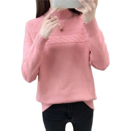 New Autumn Winter Half-high collar Pullover Sweater Women loose Student super fire Bottom Shirt Women Long sleeves Sweaters F966