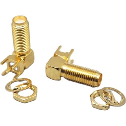 10PCS Longer 20mm SMA female Thru Hole plug Right Angle 90 DEGREE ( SMA-KWE ) PCB Mount connector RF adapter Free Shipping
