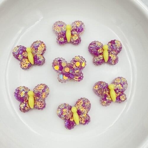 10Pcs Kawaii Cute Shiny Mini Butterfly Flat back Resin Cabochons Scrapbooking DIY Jewelry Craft Decoration Accessories C00