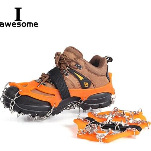 18 Teeth Steel Ice Gripper Spike For Shoes Anti-Slip Anti-Skid Non-slip Shoe Covers Snow Crampons Cleats Grips Climbing Boots