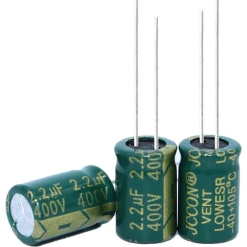 20PCS Higt quality 400V2.2UF 8*12mm 2.2UF 400V 8*12 Electrolytic capacitor