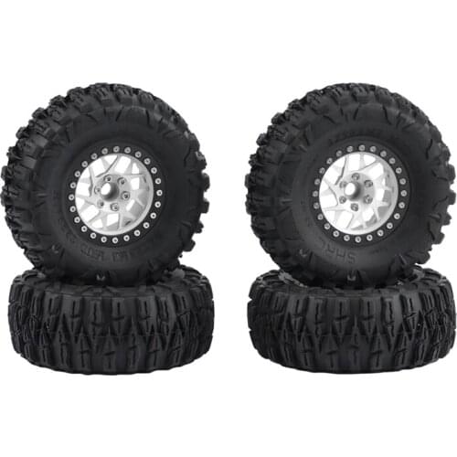 4Pcs 2.2Inch Beadlock Wheel Rim Tires Set for 1/10 RC Crawler Car Axial SCX10 RR10 Wraith Traxxas TRX4