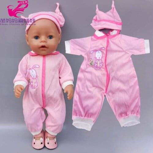 43Cm New Born Baby Doll clothes Cartoon Bear 18 Inch American OG girl Doll Clothes Jumpsuit