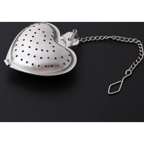 500pcs Heart Shaped Tea Infuser Strainer Stainless Steel Loose Tea Leaf Chain Mesh Tea Bag Infuser