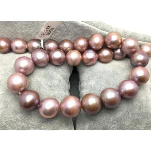 AAAA++ gorgeous 10-11mm freshwater lavender round pearl necklace 18inch 925silver