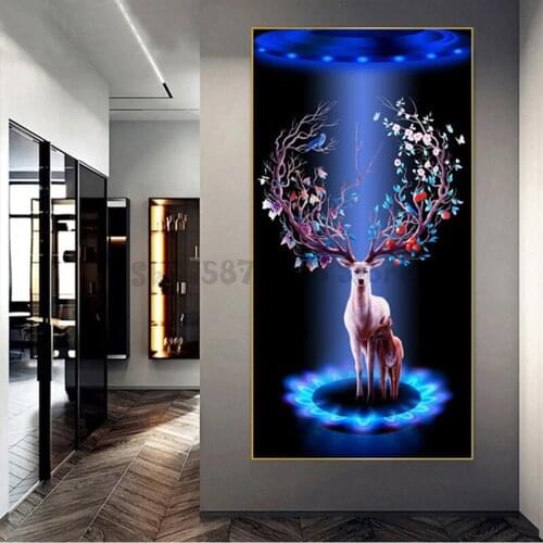 Elk Blue Light DIY diamond painting Full Square Round drill 5d diamond embroidery Deer Animal Nordic Art cross stitch,TT5655