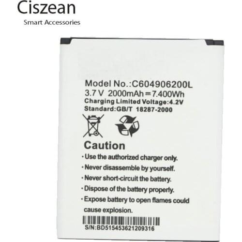Ciszean 1x 3.7V 2000mAh Replacement Li-ion Battery C604906200L For BLU Studio Sport 4.5 S430U S430 batteries