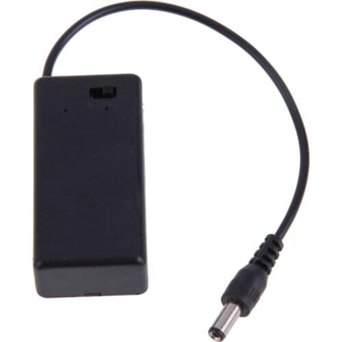DC 9V PP3 Battery Holder Box Case Wire Lead ON/OFF Switch Cover + 2.1mm Plug