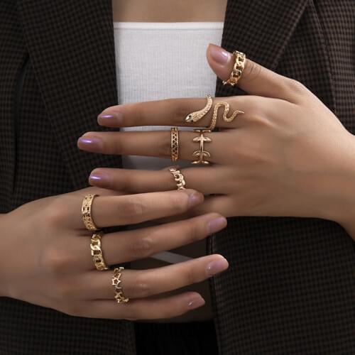 DIEZI Vintage Eelphant Snake Finger Ring Bohemian Hip Hop 2021 New Star Leaves Knuckle Joint Rings Set Women Boho Rings Jewelry