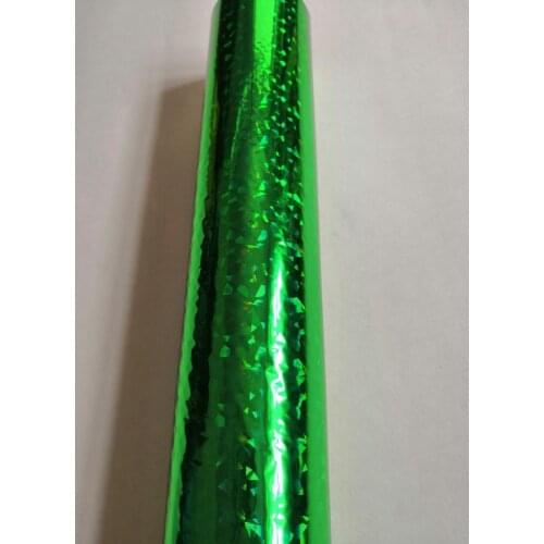 Holographic foil green color broken glasses pattern E04 hot stamping on paper or plastic 64cm x 120m