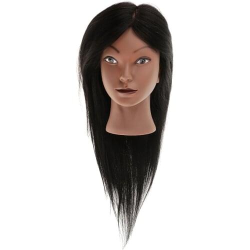 Cosmetology Silicone Professional Hairdressing Practice Training Mannequin Head Doll with Mount Hole 80% Real Human Hair