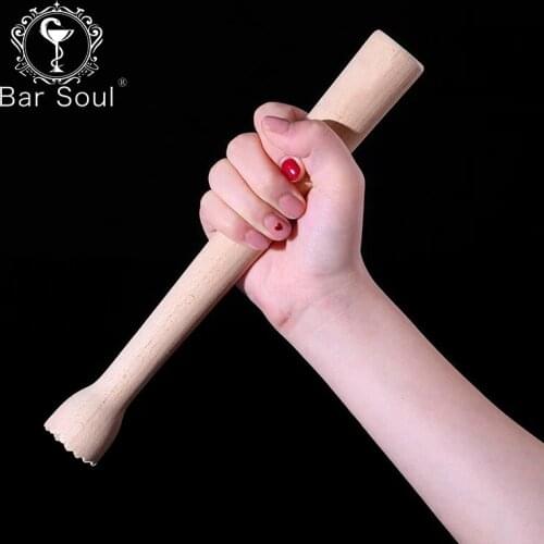 Bar Soul Integrated Log Cocktail Muddler Solid Wood Mojito Muddler Fruit Spice Masher Crushed Ice Bartender Tools