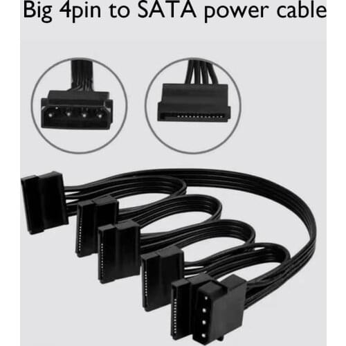 Molex 4 Pin 1 to 5 SATA 15 Pin Hard Drive Power Supply Splitter Cable 18AWG 4 Pin Male to 15 Pin Female Power Adapter Cord