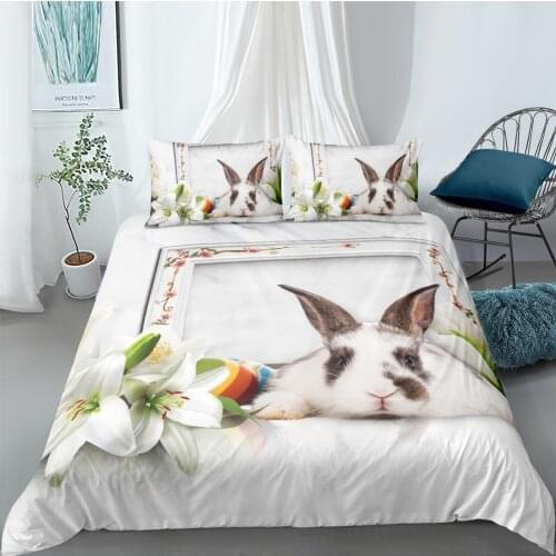 3D Duvet Cover Sets Bedding Set Quilt Comforther Cover Bed linens Full Twin Single Double Size Animal Rabbit Custom Home Texitle