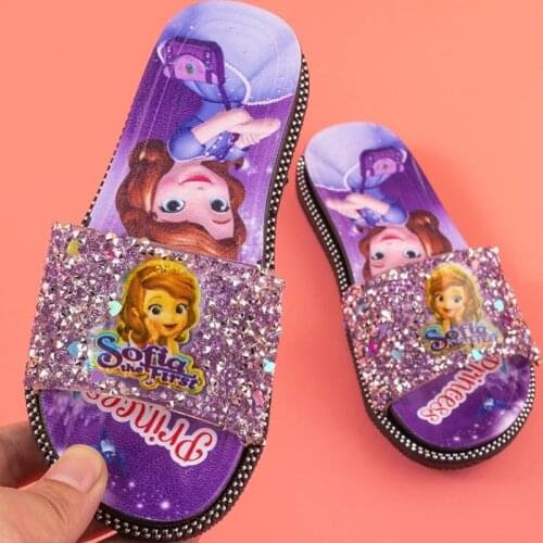 Girls' Cool Slippers Cartoon Summer Princess Shoes Princess Aisha Girls' Ice and Snow Strange Fate Indoor andOutdoorBabySlippers