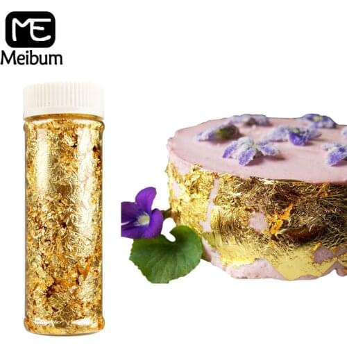 Meibum Gold Leaf Flakes Wedding Birthday Pastry Mousse Cake Dessert Ice Cream Decorating Tools Chocolate Fondant Decorative