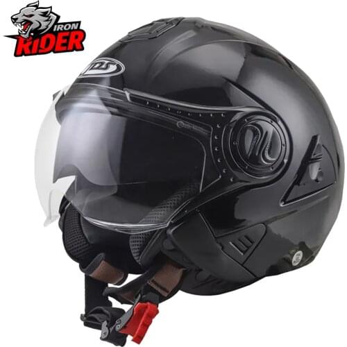 NEW Motorcycle Helmet Double Lens Moto Helmet Open Face Motorcycle Racing Off Road Helmet Casco Moto Capacete Casque Black