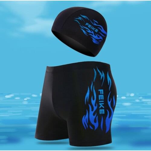 Hot Sale Mens Swimsuits New Quick-dry Swimming Trunks Adjustable Drawstring Jammer Swimwear Bathing Suits With Swim Cap 2021