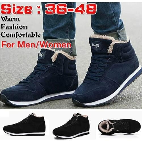 Men Boots Men Winter Shoes Plus Size 35-48 Warm Ankle Botas Hombre for Leather Winter Boots Shoes Men Plush Winter Sneakers Mens