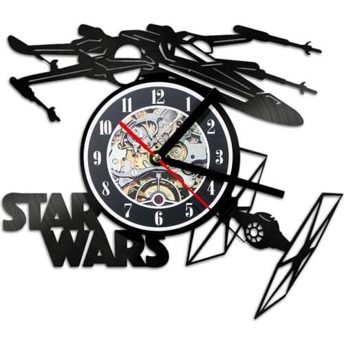 Wars between Stars Series Vinyl Record Wall Clock Creative Retro 7 Colors LED Clocks Home Living Bed Room Decoration