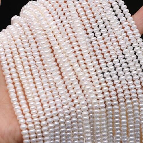 Natural Freshwater Pearls Flat Shape White Pearl Punch Loose Bead 3-4mm for Jewelry Making DIY Necklace Bracelet Accessories