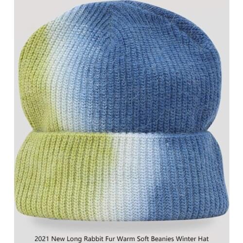 2021 New fashion Women Winter Hat Multicolor Wool Knitted Beanies Tie Dye Hat Best Matched Warm Soft Bonnet Skullies
