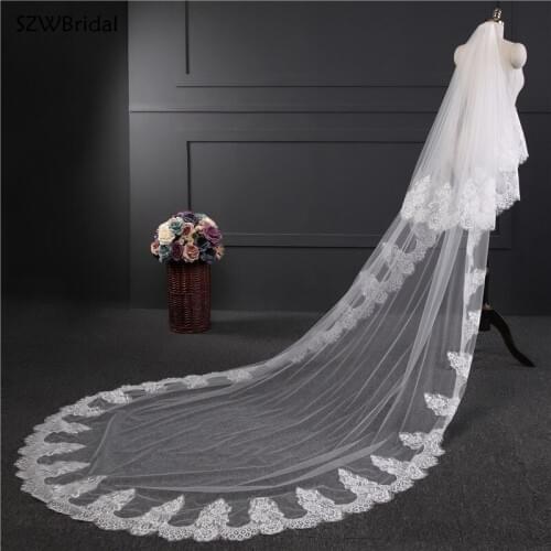 New Arrival Lace Tulle Wedding Veils Two-layer 3 Meter Bridal Veil Wedding Accesorios Bridal Headwear Novia Velos With Comb