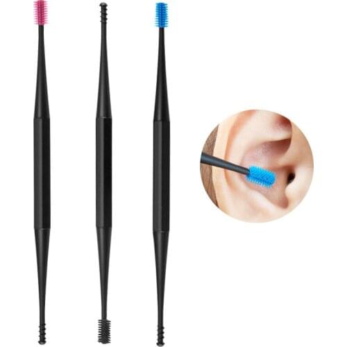 New Soft Silicone Spiral Design Ear Pick Double-ended Earpick Ear Wax Curette Remover Ear Cleaner Spoon Spiral Ear Clean Tool