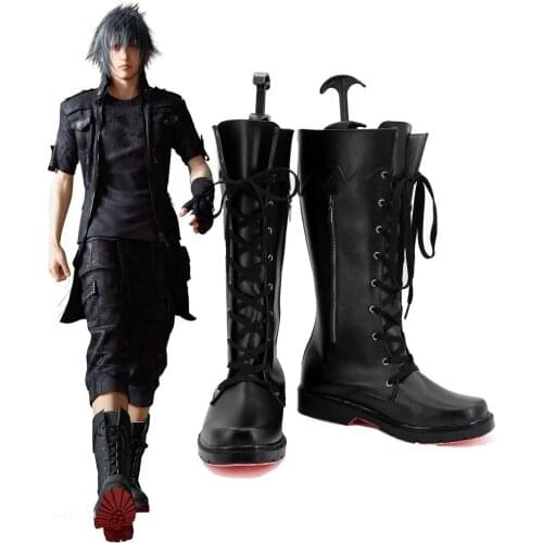 Noctis Lucis Caelum Shoes Cosplay Final Fantasy XV Noctis Lucis Caelum Cosplay Boots Black Shoes Custom Made Any Size
