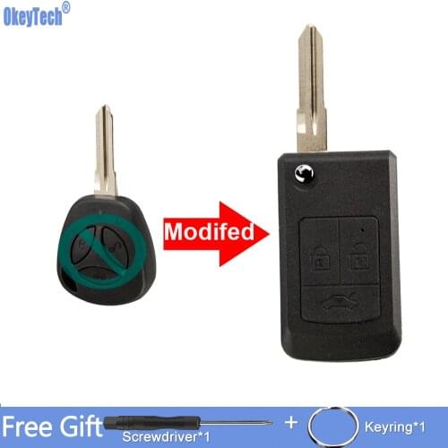 Okeytech 3 Buttons Modified Flip Folding Car Remote Key Shell For LADA Priora Niva Vaz Granta Samara 2108 XRay Sedan Case Cover