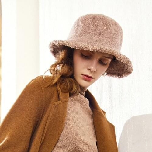 H7681 Autumn Women Fedoras Hat Winter High Quality Fashion Dome Travel Sunshade Cap Female Church Party Elegant Warm Simple Hats