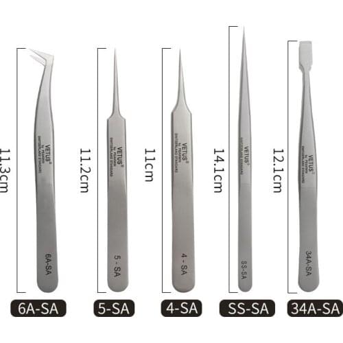 VETUS 1 Pcs Volume Lash Tweezers Stainless Steel Eyelash Tweezers for Eyelash Extension Eye Makeup Tools SA ST High Precision