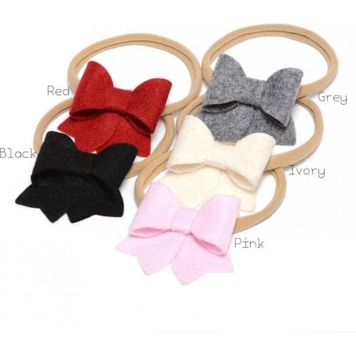 20pcs/lot Mini Felt Bow Nylon Headband Handmade Cute Bows For Babys Newborn Hair Accessory