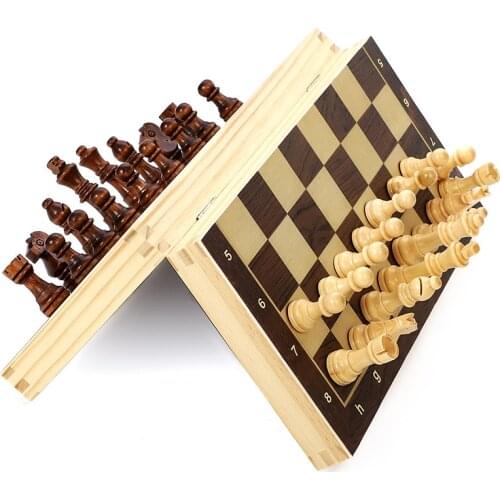 Luxury Large Wood Chess Set Crafted Folding Board Wooden Chess Board Chess Set Tournament Games For Adult and Teenager Chess Set