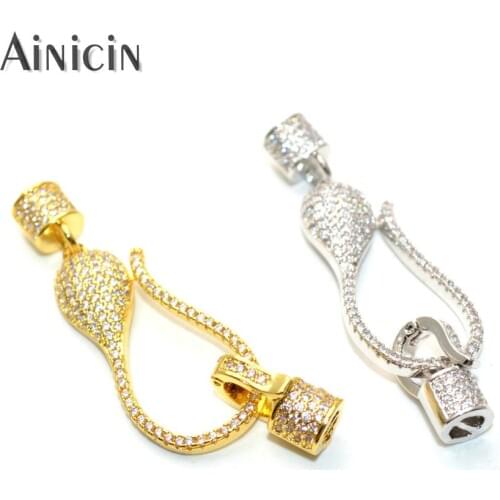 New Design Rhinestone Crystal Setting Hook Clasp Openable Connector Gold Silver Fashion Necklace Making Findings Components 10pc