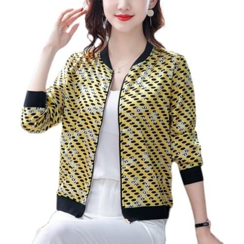 2021 Summer Women Point Printed Basic Long Sleeve Jacket Coats Woman Female Thin Short Baseball Zipper High Quality 4XL Outwear