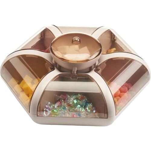 Push Style Snack Plates Lotus Shape Transparent Multi-grid Fruit Tray Home Tea Table Candy Nuts Dish Cookies Plate Storage Box
